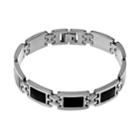 Stainless Steel Rectangle-link Bracelet - Men, Size: 8.5, Grey
