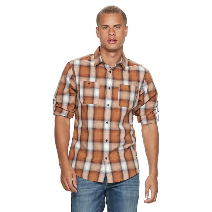 Men's Urban Pipeline&reg; Workwear Button-down Shirt, Size: Xxl, Med Brown