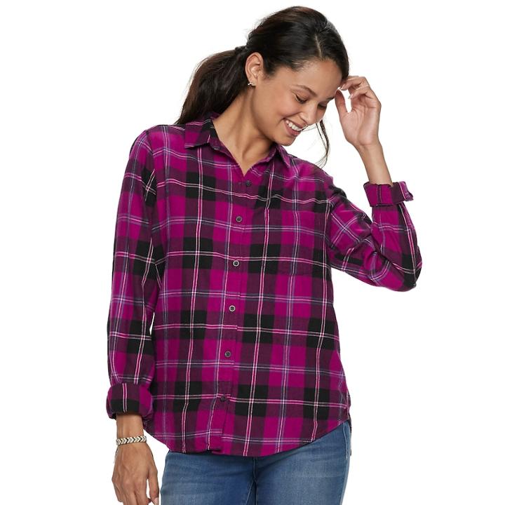 Juniors' So&reg; Button-front Shirt, Teens, Size: Xs, Dark Pink