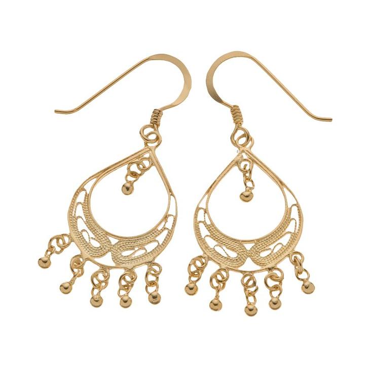 24k Gold-over-silver Filigree Drop Earrings, Women's, Yellow