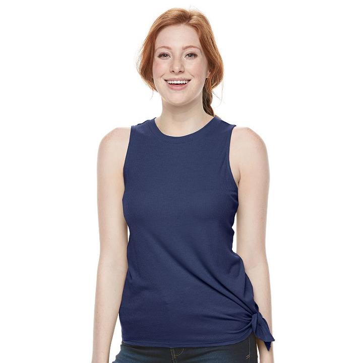 Juniors' So&reg; Ribbed Muscle Tank, Girl's, Size: Small, Blue
