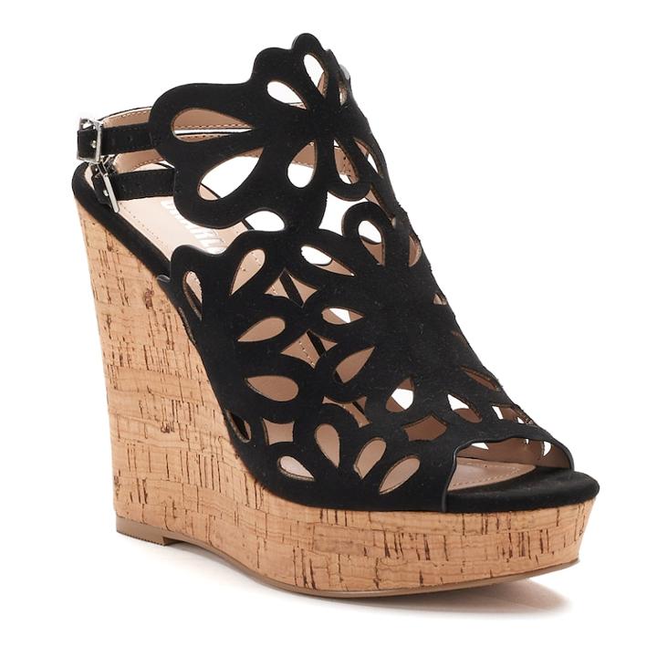Style Charles By Charles David Alaiah Women's Cutout Wedge Sandals, Size: 7, Black