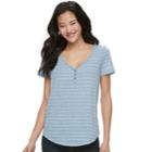 Juniors' So&reg; Striped Henley Tee, Teens, Size: Xs, Med Blue