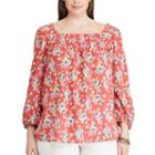 Plus Size Chaps Smocked Peasant Top, Women's, Size: 2xl, Pink Ovrfl