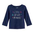 Baby Girl Jumping Beans&reg; Long-sleeve Slubbed Graphic Tee, Size: 12 Months, Blue