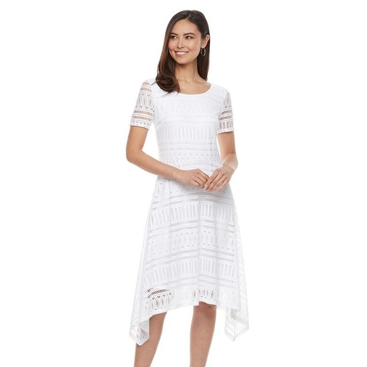 Women's Dana Buchman Shark-bite Lace Dress, Size: Xl, White