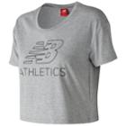 Women's New Balance Athletics Cropped Tee, Size: Large, Light Grey