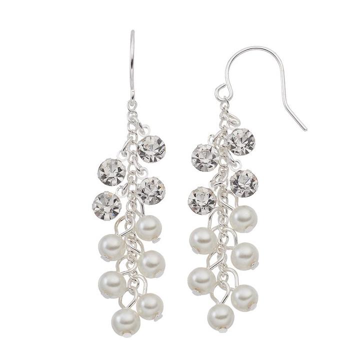 Croft & Barrow&reg; Nickel Free Simulated Pearl Cluster Drop Earrings, Women's, White Oth