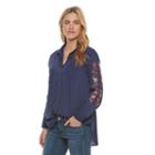 Women's Sonoma Goods For Life&trade; Embroidered Essential Shirt, Size: Xs, Dark Blue