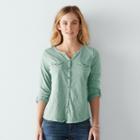 Women's Sonoma Goods For Life&trade; Utility Roll-tab Shirt, Size: Small, Lt Green