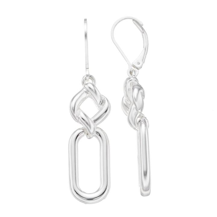 Napier Silver Tone Geometric Double Drop Earrings, Women's
