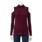 Women's Rock & Republic&reg; Cold-shoulder Turtleneck Top, Size: Medium, Red