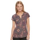 Women's Dana Buchman Printed Peplum Shirt, Size: Medium, Drk Purple