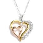 Gold Tone And Rose Gold Tone Over Sterling Silver Diamond Accent Heart Pendant, Women's, Grey