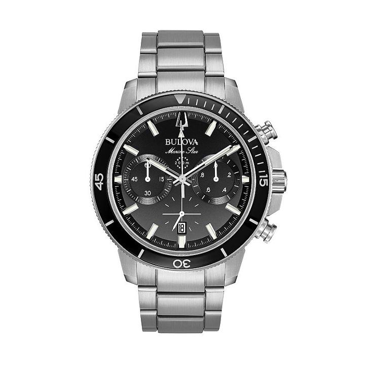 Bulova Men's Marine Star Stainless Steel Chronograph Watch - 96b272, Size: Large, Grey