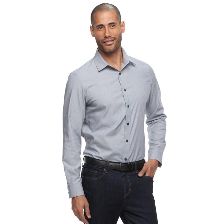 Big & Tall Apt. 9&reg; Slim-fit Stretch Button-down Shirt, Men's, Size: 3xb, Med Grey