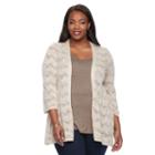 Plus Size Croft & Barrow&reg; Chevron Open-front Cardigan, Women's, Size: 2xl, Med Beige