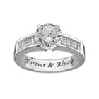 Sweet Sentiments Cubic Zirconia Engagement Ring In Sterling Silver, Women's, Size: 6