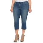 Plus Size Jennifer Lopez Raw-edge Capri Jeans, Women's, Size: 20 W, Dark Blue