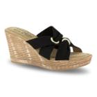 Tuscany By Easy Street Solaro Women's Wedge Sandals, Size: 7 Wide, Black