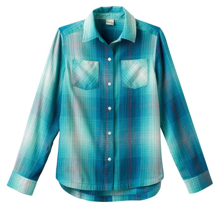 Girls 7-16 Mudd&reg; Curved Hem Plaid Button-down Shirt, Size: 10, Turquoise/blue (turq/aqua)