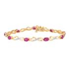 10k Gold Ruby & 1/4 Carat T.w. Diamond Infinity Heart Bracelet, Women's, Size: 7.5, Red