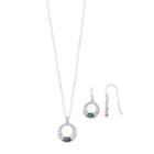 Sterling Silver Abalone & Mother-of-pearl Circle Pendant & Earring Set, Women's, Size: 18, Blue