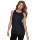 Women's Apt. 9&reg; Lace Tunic Tank, Size: Xl, Dark Blue