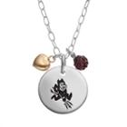 Fiora Crystal Sterling Silver Arizona State Sun Devils Team Logo & Heart Pendant Necklace, Women's, Size: 16, Multicolor