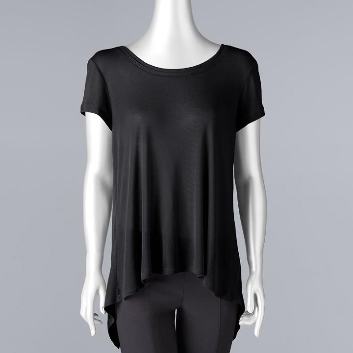 Women's Simply Vera Vera Wang Cross Back Tee, Size: Large, Black