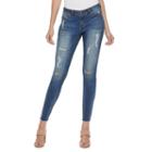 Women's Jennifer Lopez Destructed Ankle Skinny Jeans, Size: 16, Dark Blue