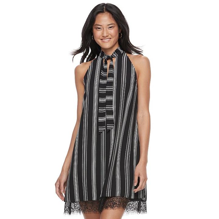 Juniors' Candie's&reg; Choker Tie-neck Shift Dress, Teens, Size: Medium, White
