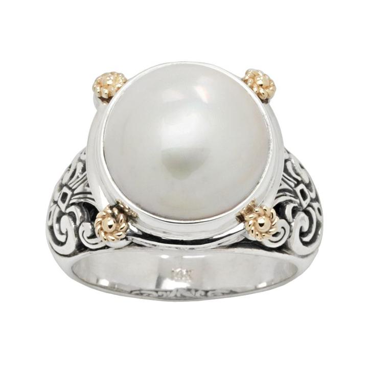 14k Gold And Sterling Silver Cultured Pearl Ring, Women's, Size: 7, White