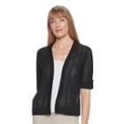 Petite Croft & Barrow&reg; Open Work Crop Cardigan, Women's, Size: S Petite, Black