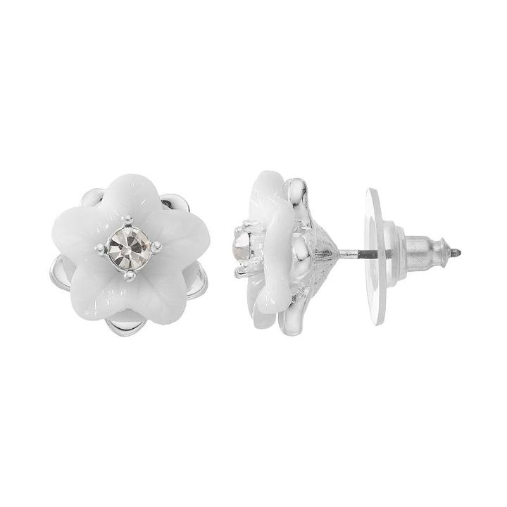 Napier Flower Nickel Free Stud Earrings, Women's, White