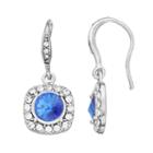 Brilliance Silver Plated Square Halo Drop Earrings With Swarovski Crystals, Women's, Blue