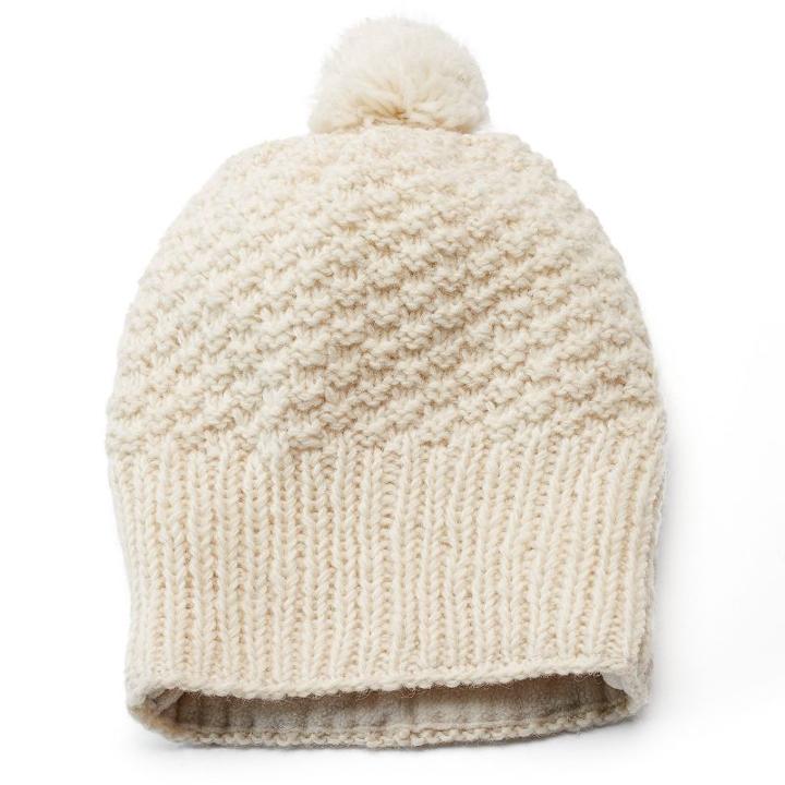Sijjl Women's Pom-pom Wool Beanie, White
