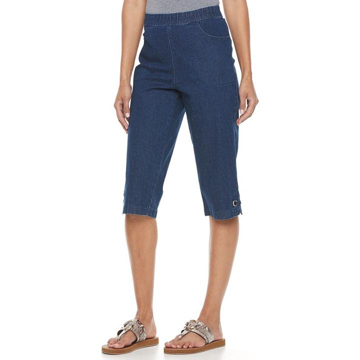 Croft & Barrow, Women's &reg; Embellished Skimmer Capris, Size: Medium, Dark Blue