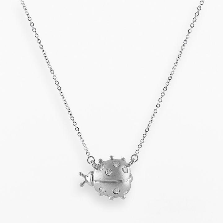 Sterling Silver .15-ct. T.w. Diamond Sideways Ladybug Necklace, Women's, Size: 17, White