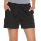 Women's Croft & Barrow&reg; Tie-waist Twill Shorts, Size: 10, Black