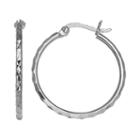 Sterling Silver Textured Hoop Earrings, Women's, Grey