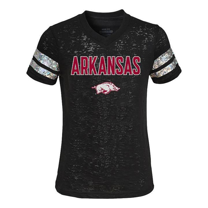 Girls 4-6x Arkansas Razorbacks Opal Burnout Tee, Girl's, Size: L (6x), Black