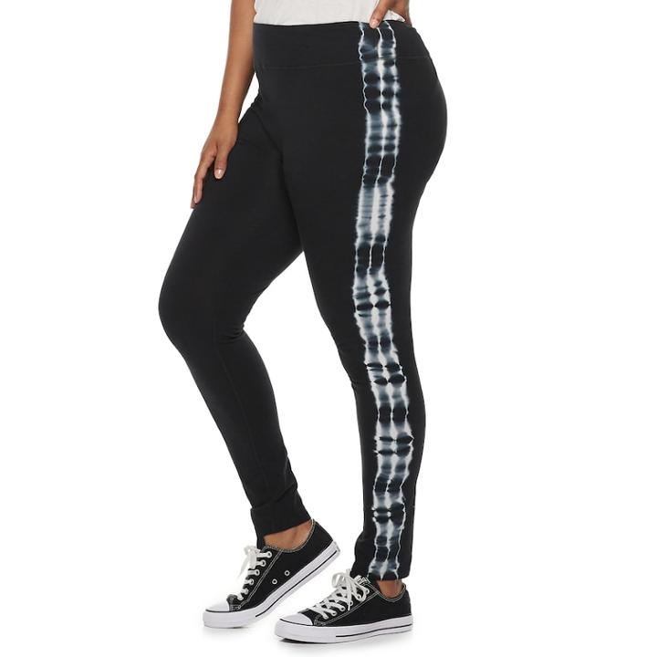 Juniors' Plus Size So&reg; High-waisted Tie-dye Yoga Leggings, Teens, Size: 2xl, Black