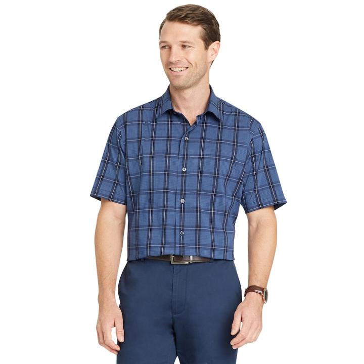 Men's Van Heusen Flex Non-iron Slim-fit Button-down Shirt, Size: Large, Blue