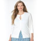 Plus Size Chaps Button-down Cardigan, Women's, Size: 3xl, White
