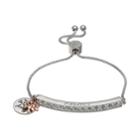 Brilliance Silver Plated Swarovski Crystal Bar Family Charm Bracelet, Women's, Size: 8, White
