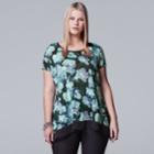 Plus Size Simply Vera Vera Wang Printed Crinkle Tee, Women's, Size: 3xl, Light Blue