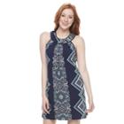 Juniors' Trixxi Print Halter Dress, Girl's, Size: Large, Blue (navy)