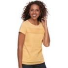 Petite Croft & Barrow&reg; Mixed Lace Short Sleeve Tee, Women's, Size: Xs Petite, Drk Yellow