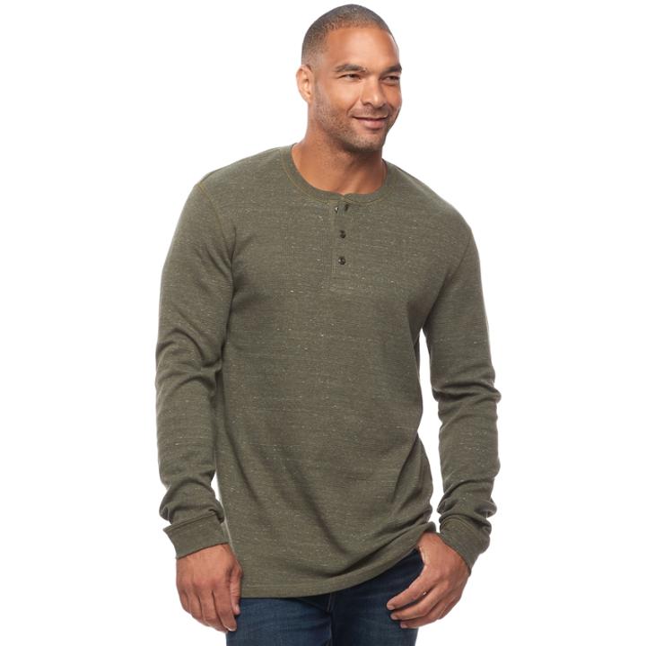 Big & Tall Sonoma Goods For Life&trade; Performance Thermal Henley, Men's, Size: Xxl Tall, Dark Green